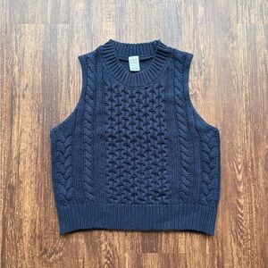 Women’s Navy Blue Melrose and Market Fisherman Knit Sweater Vest - Size S